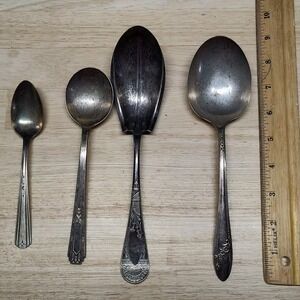 Lot of 4 Antique Silver Plated Spoons-See Pictures For Details